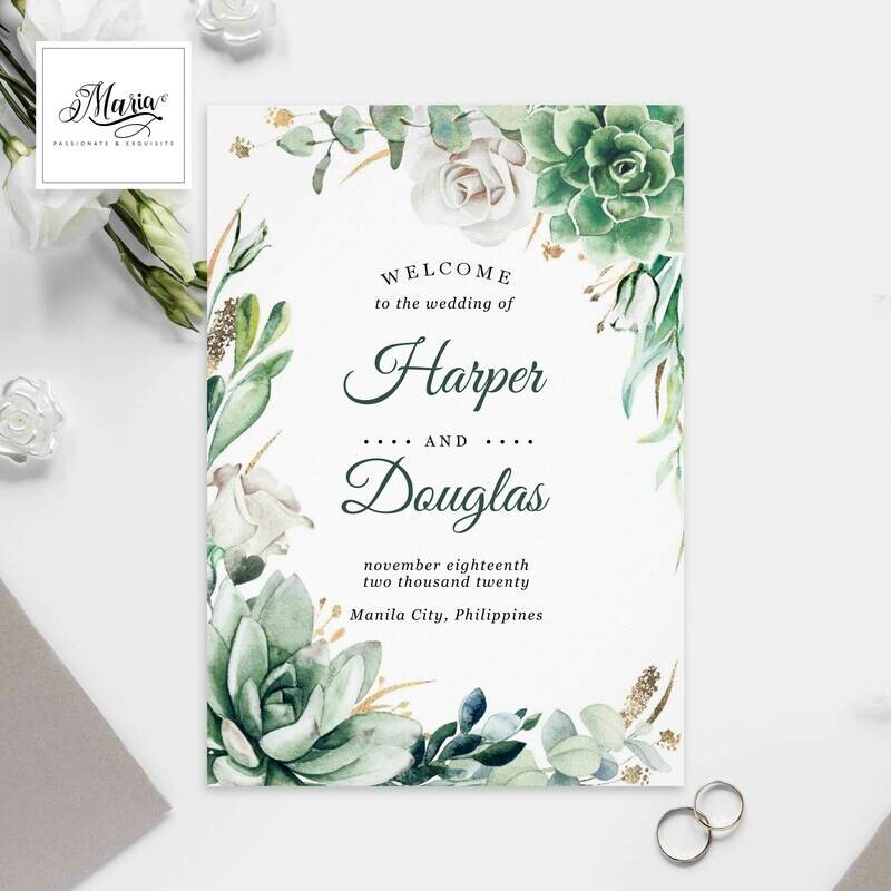 Succulents Wedding Invitation Set of 10