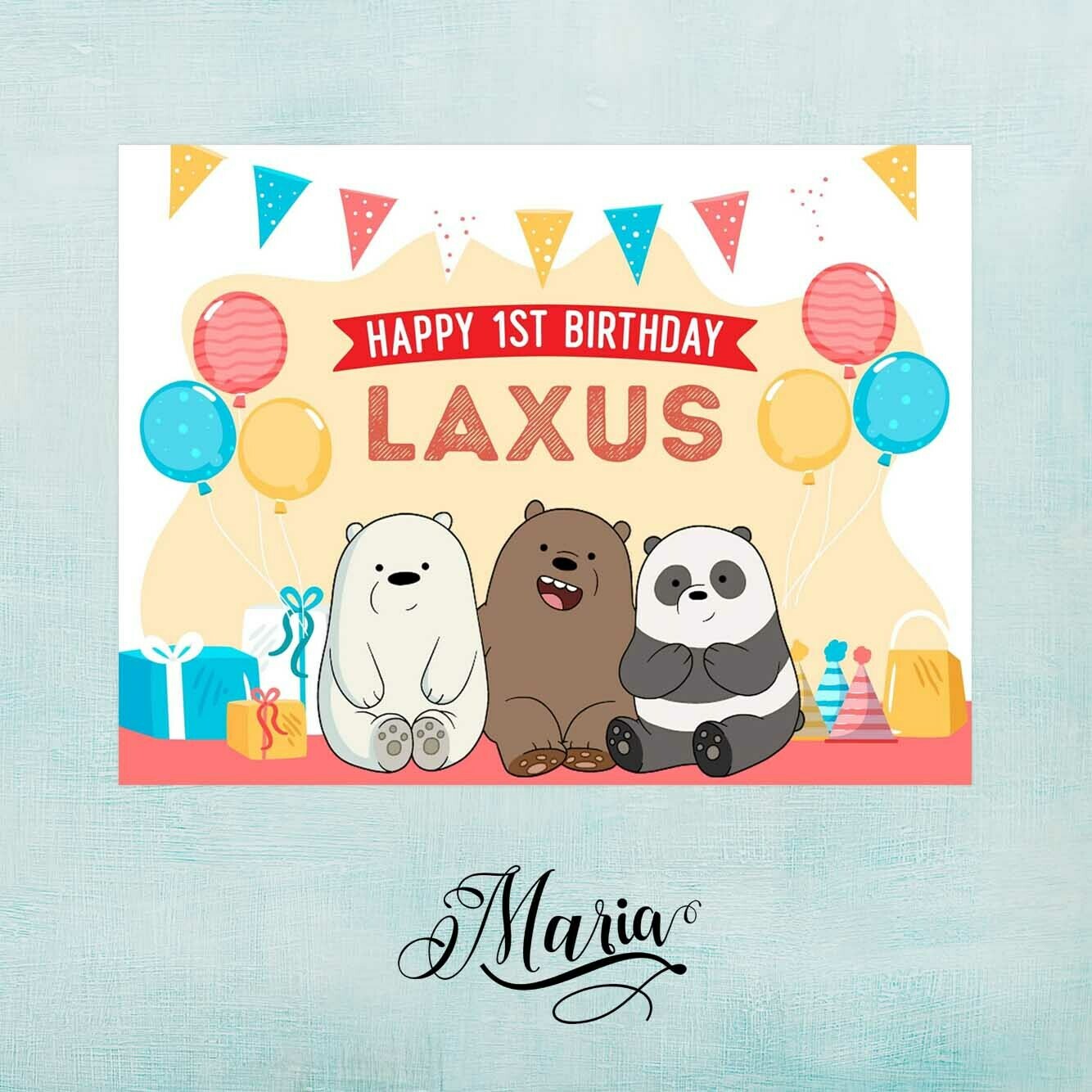 We Bare Bears Birthday Banner