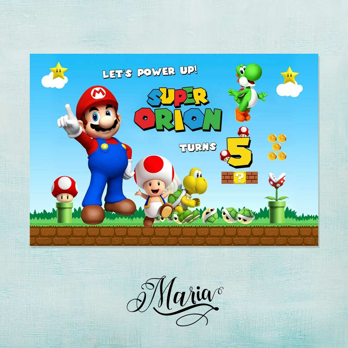 Super Mario Birthday Banner for Boys