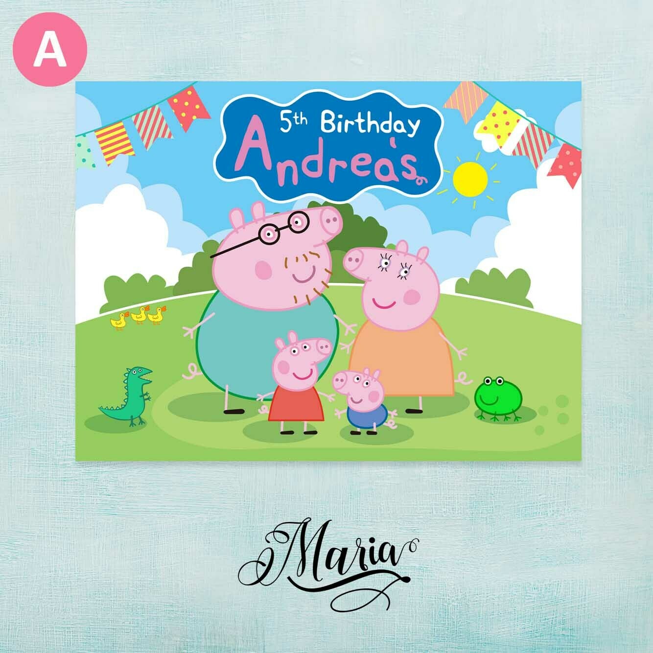 Peppa Pig Birthday Banner, Color: A