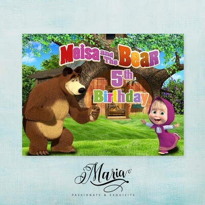 MASHA AND THE BEAR Birthday Banner