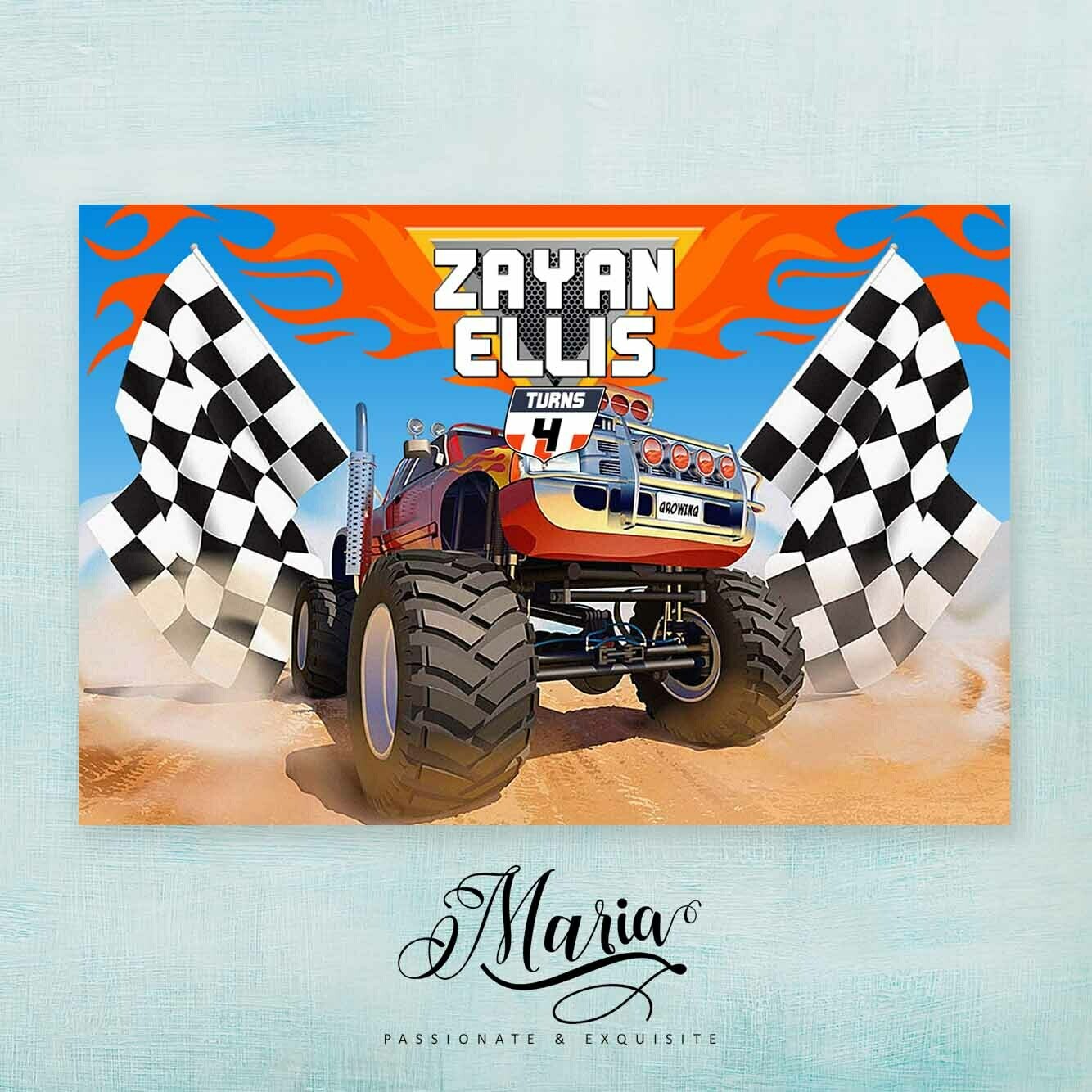 MONSTER TRUCK Birthday Banner