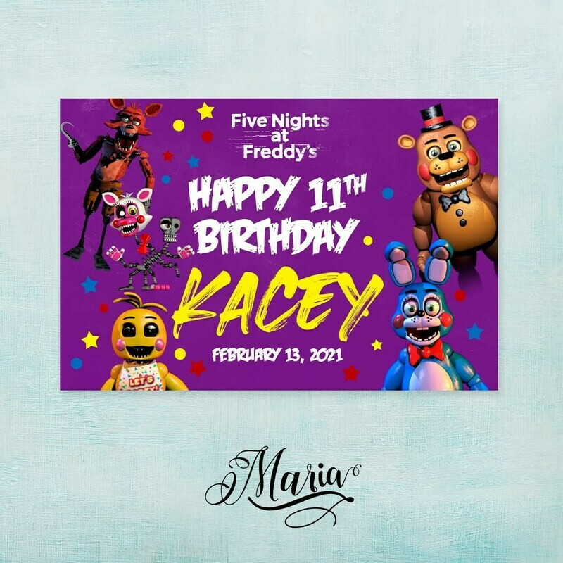 Five Nights at Freddy Birthday Banner
