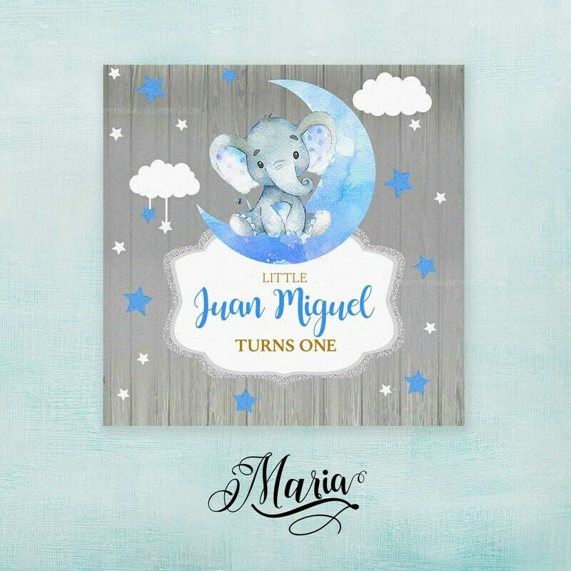 Blue Elephant Baptismal Banner
