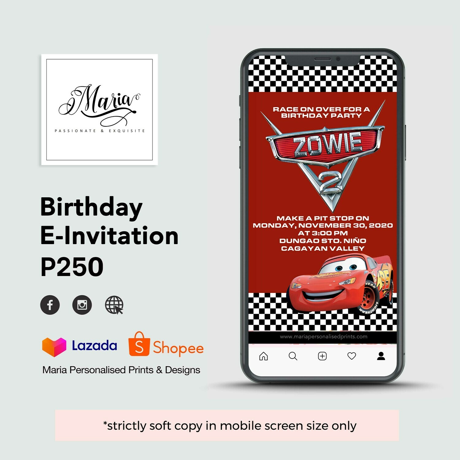 Cars Digital Invite
