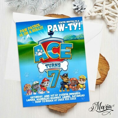 Paw Patrol Birthday Invitation Card Set of 14