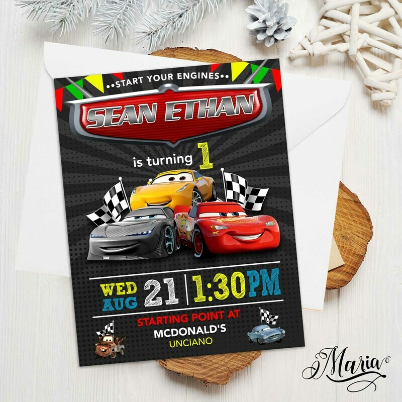 Cars Birthday Invitation Card Set of 14