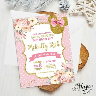 Minnie Mouse Birthday Invitation Cards Set of 14