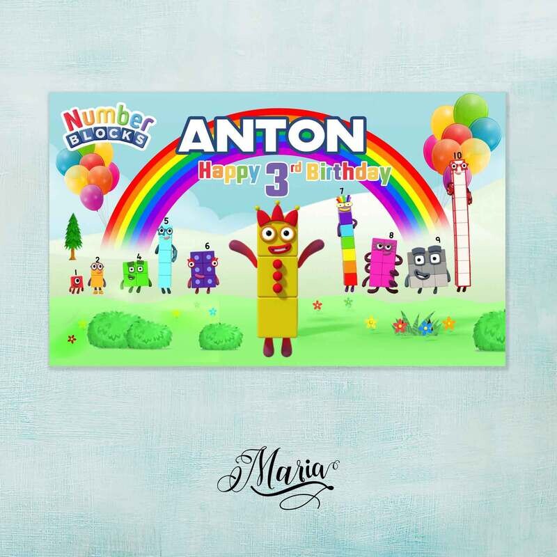 Number Blocks Birthday Banner