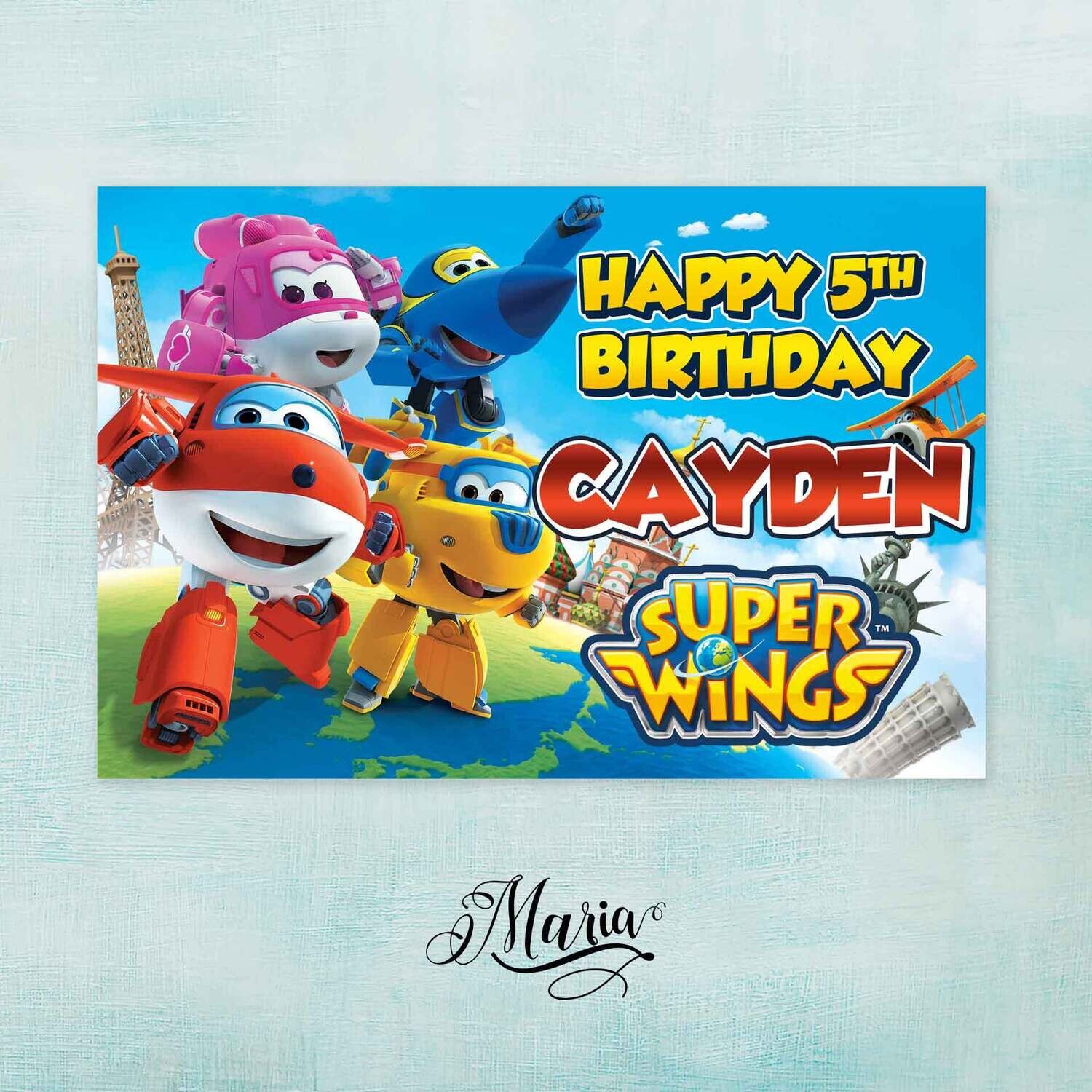 Super Wings Birthday Banner, Color: A