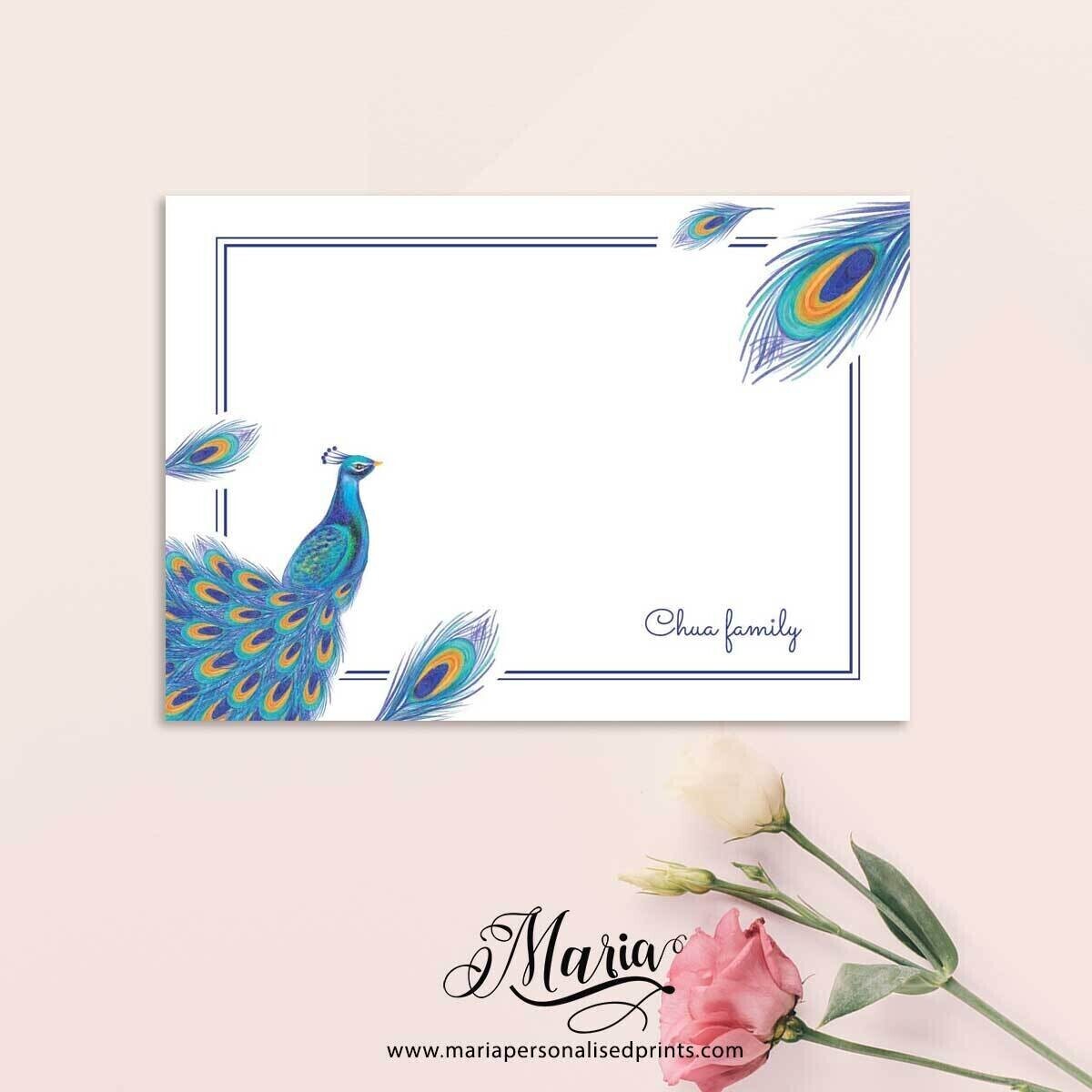 Personalized Note Cards PEACOCK NC035