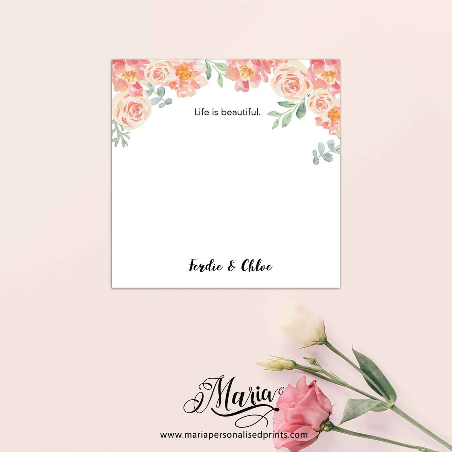 Personalized Note Cards FLORAL N051