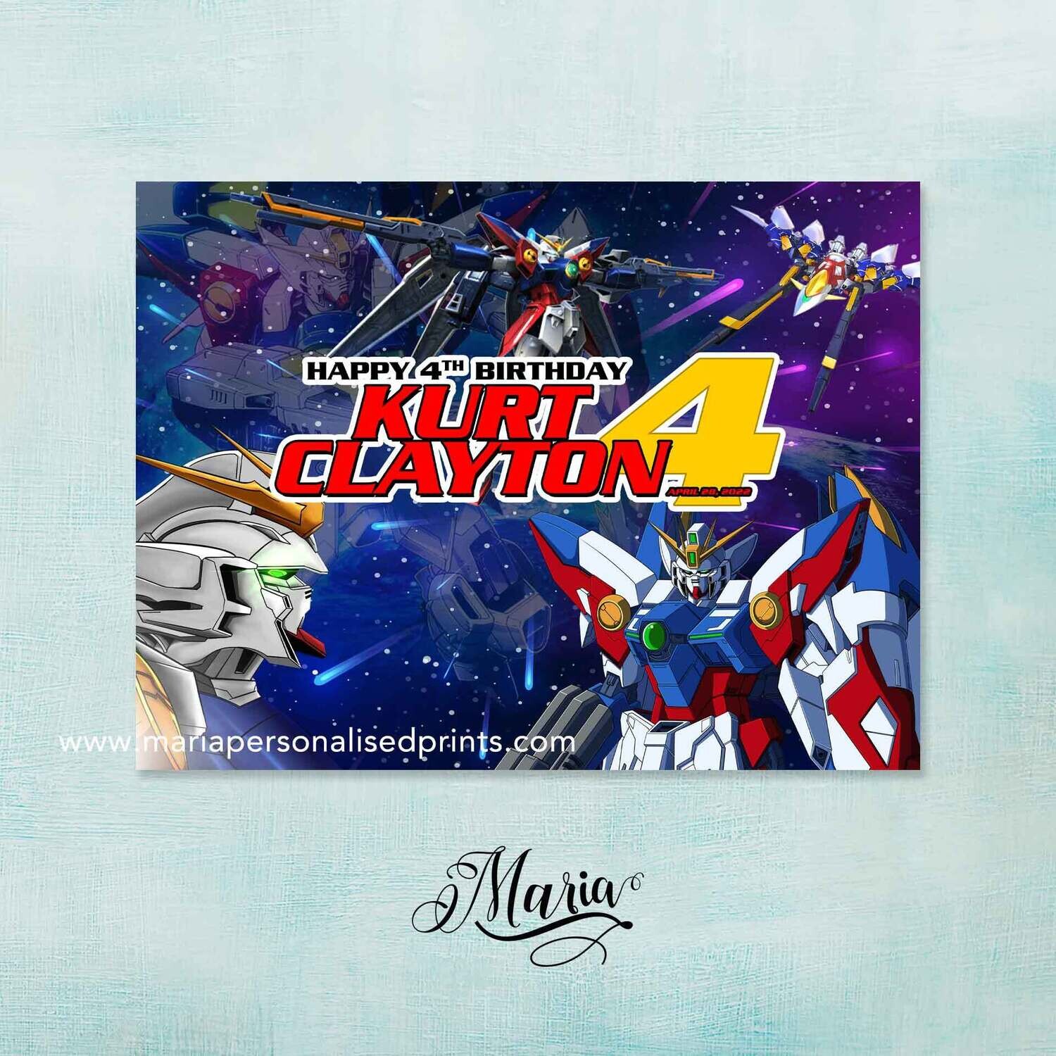 Gundam Wing Hero Birthday Banner
