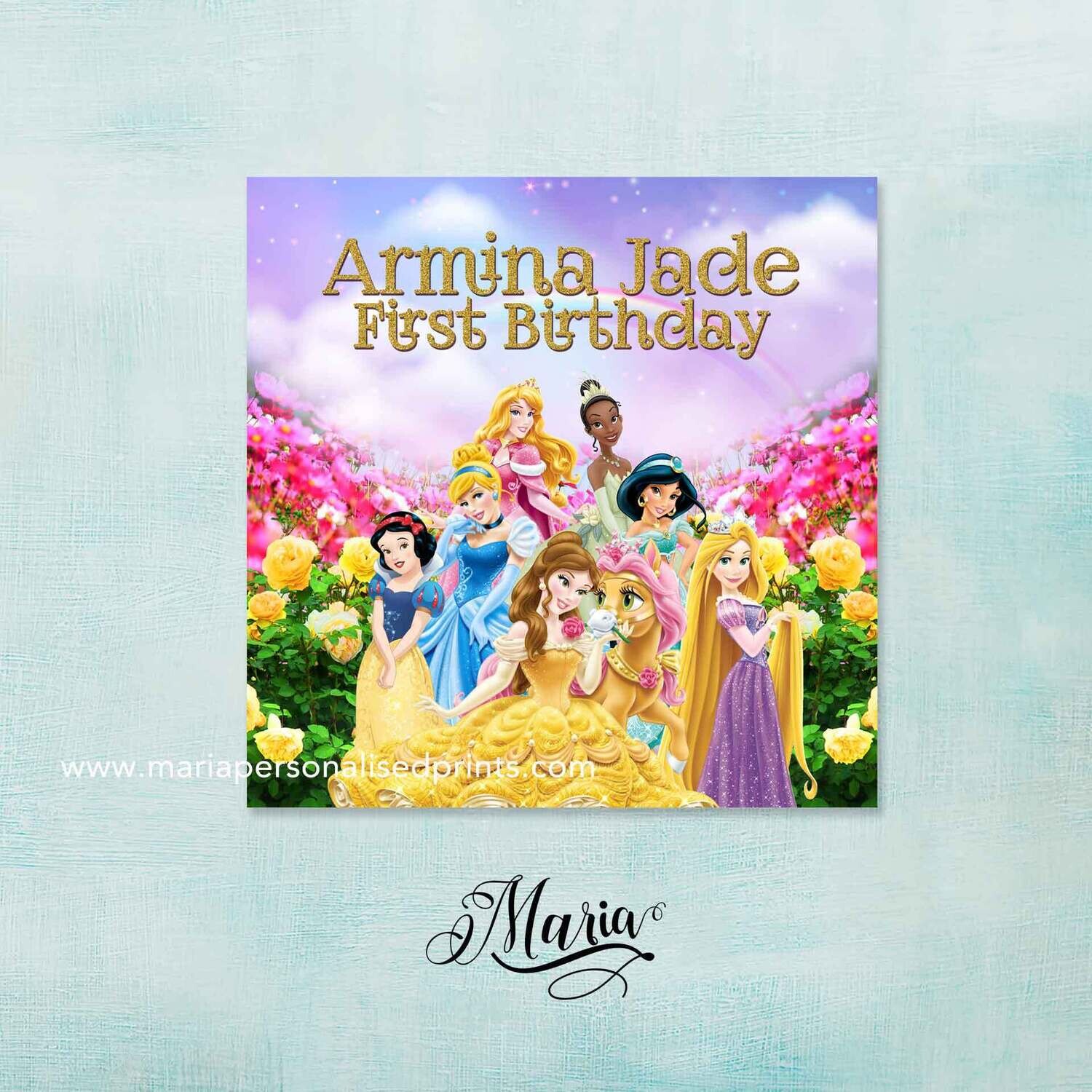 Princess Birthday Banner Backdrop