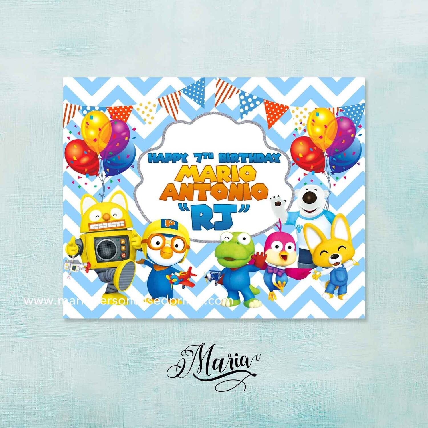 Pororo Birthday Banner