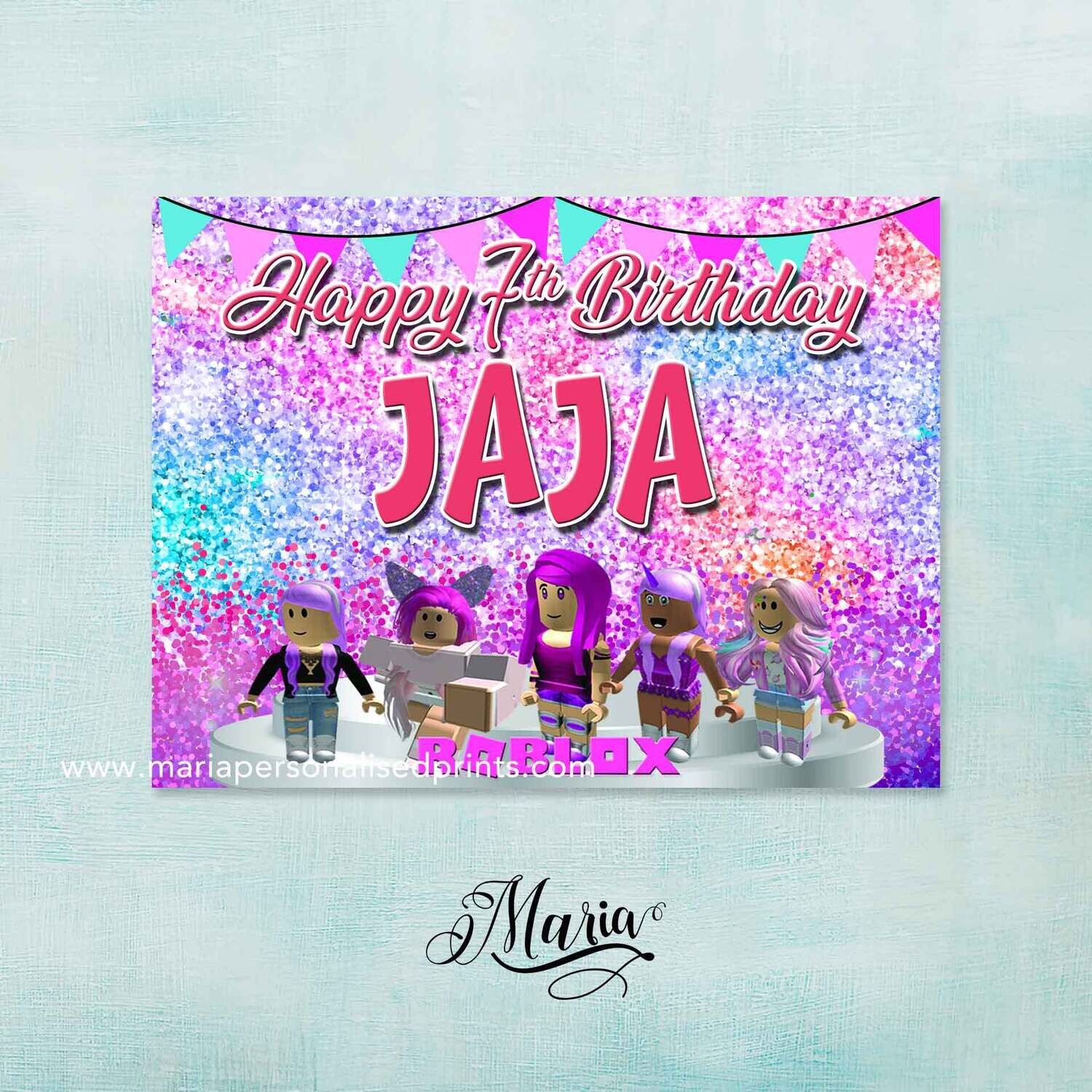 Pink Roblox Birthday Banner