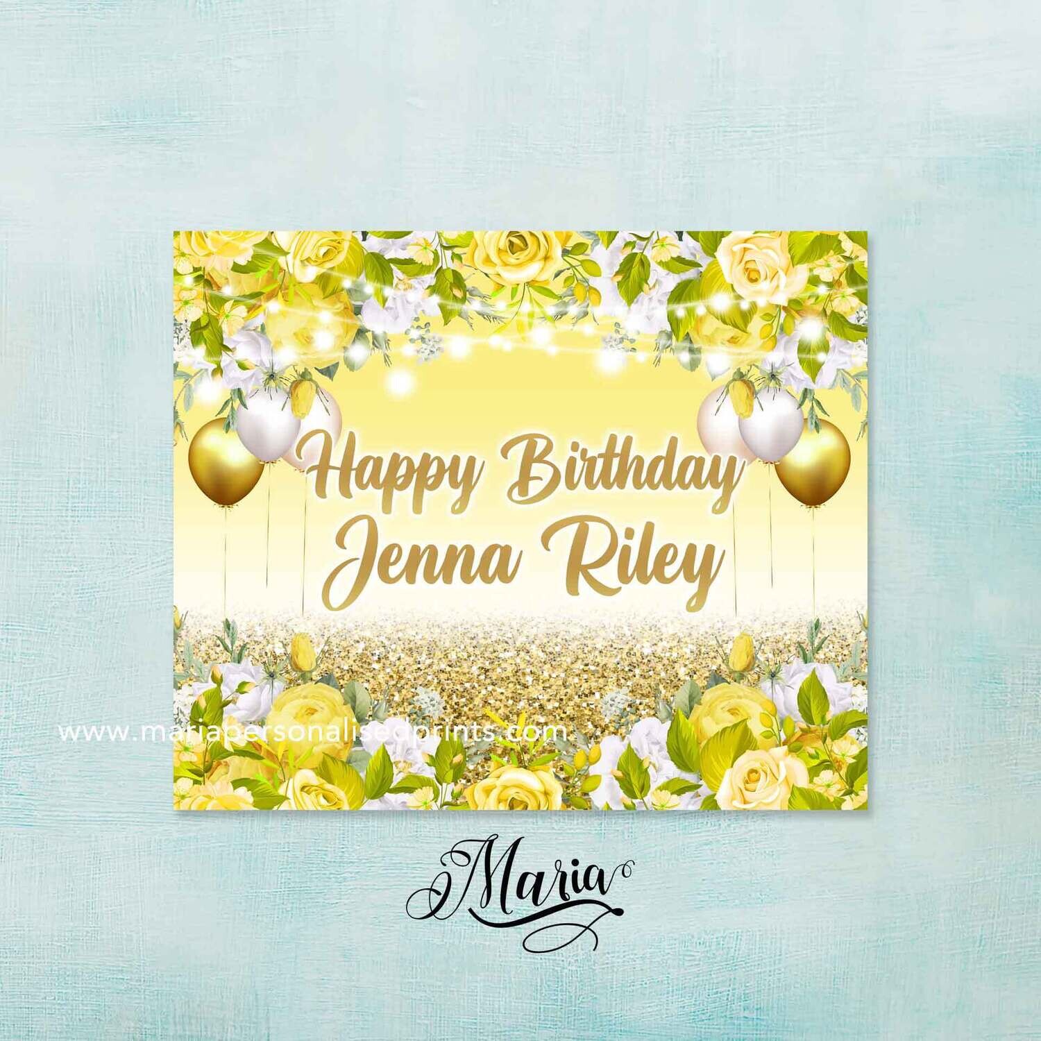 Yellow Floral Birthday Banner