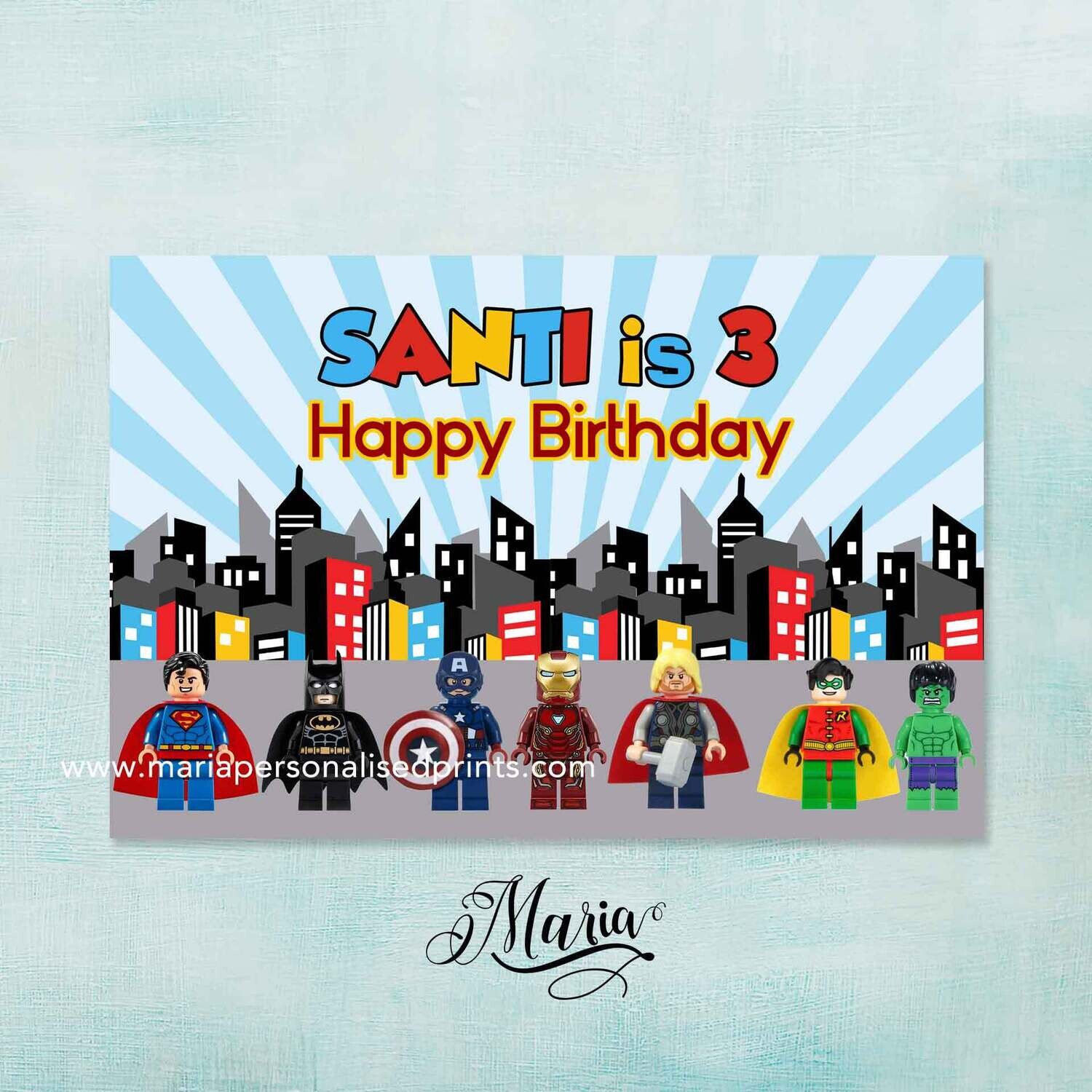 Lego Superhero Birthday Banner