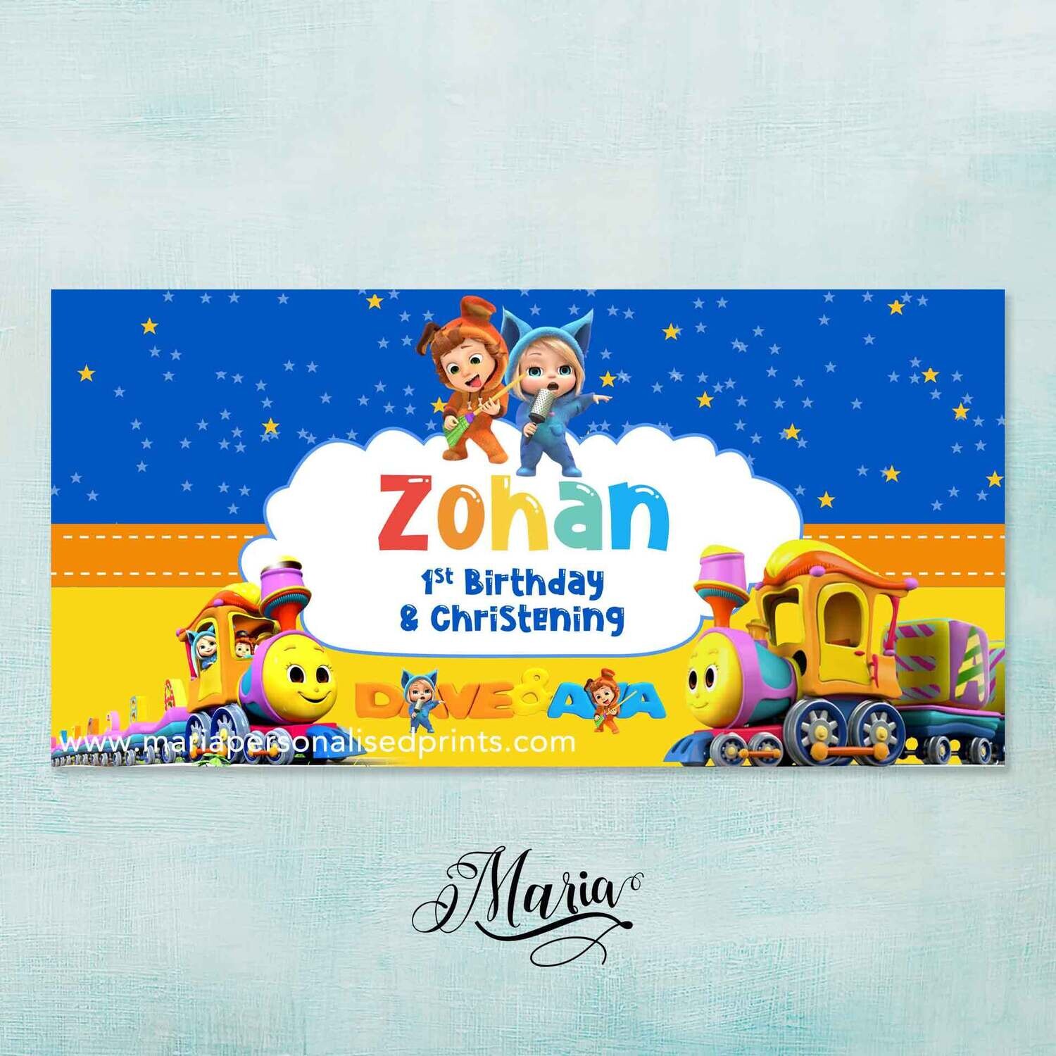 Dave &amp; Ava Letter A Birthday Banner