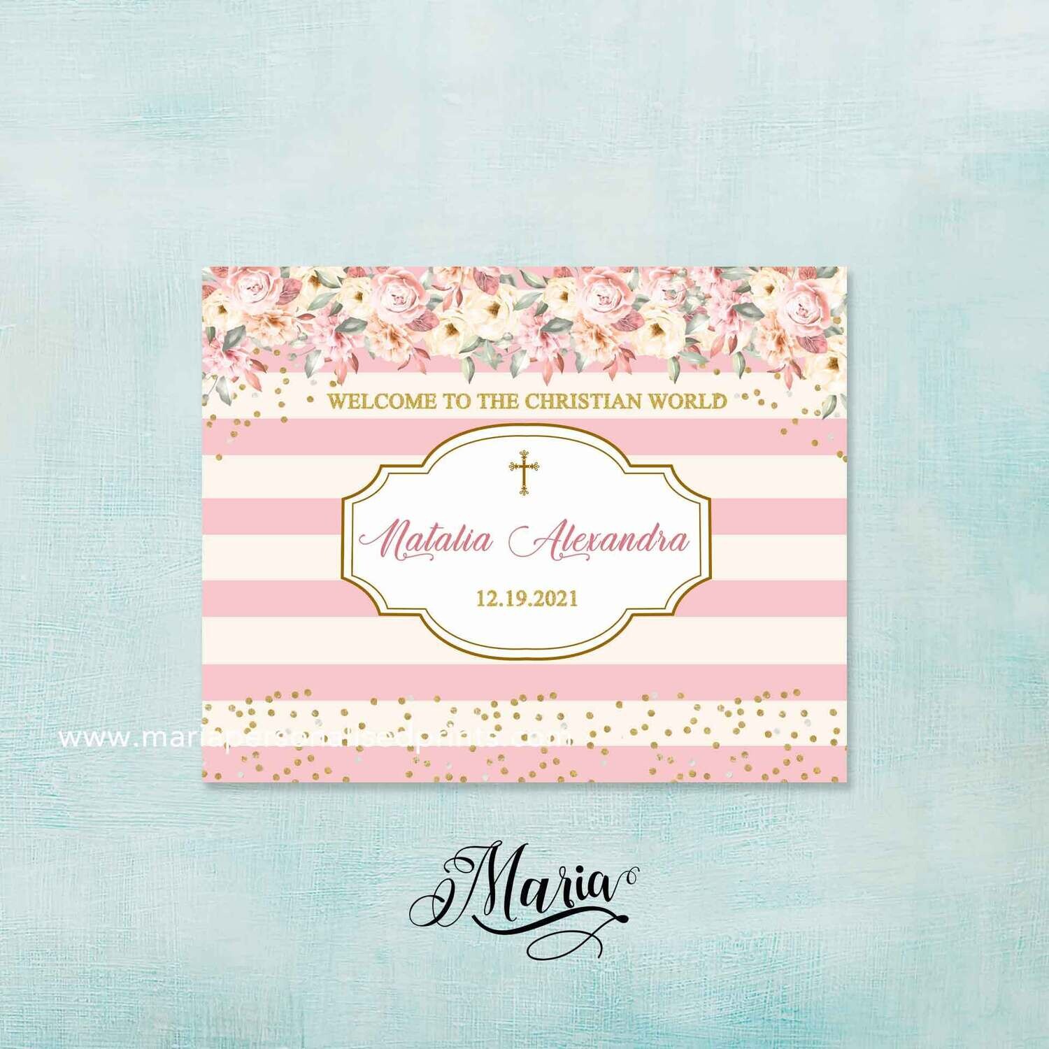 Floral Baptismal Banner