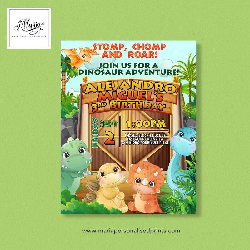 Dino Letter C Birthday Invitation Set of 14