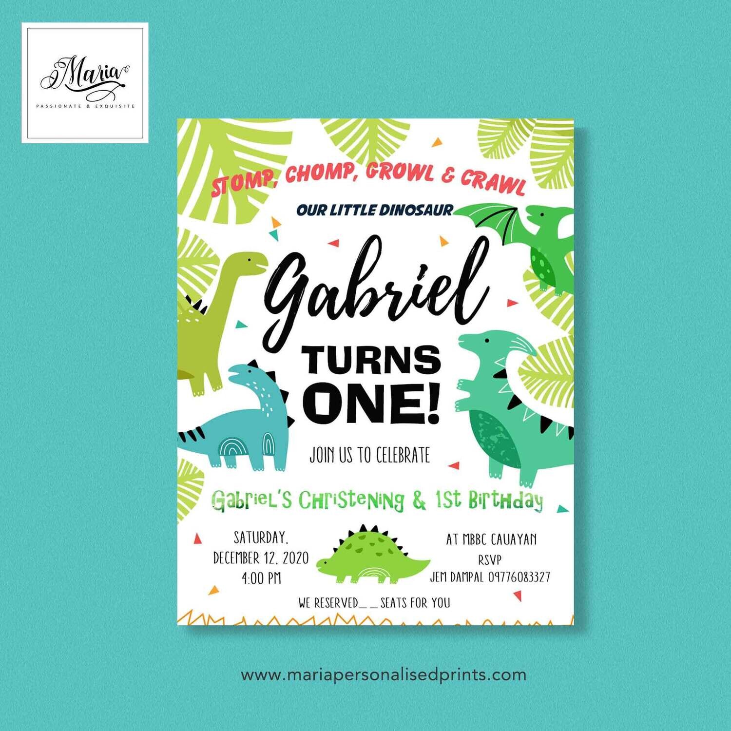 Dino Birthday Invitation Card Set of 14