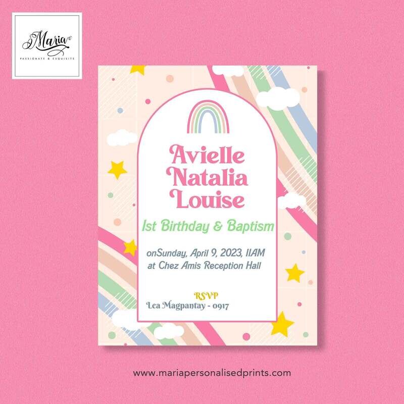 Pink Rainbow Birthday Invitation Set of 14