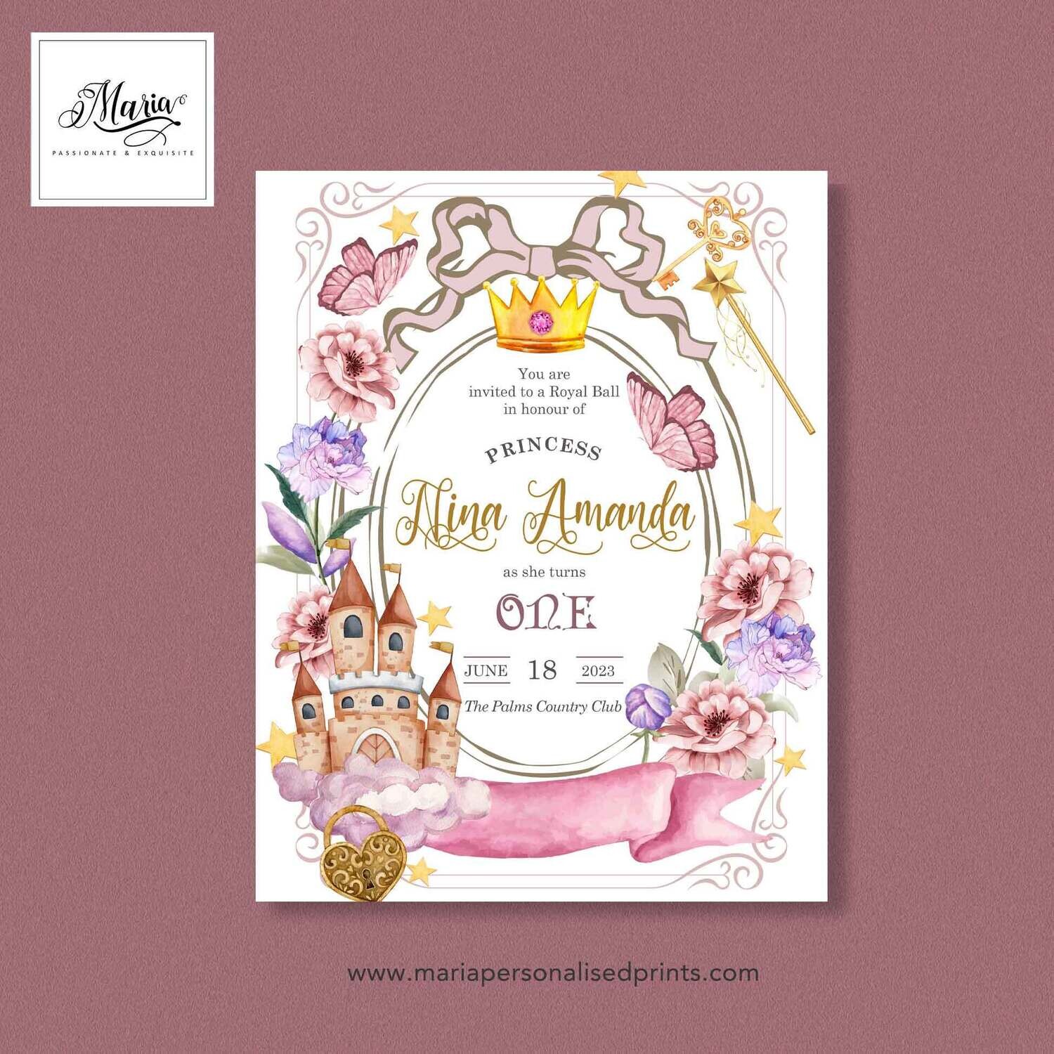 Royal Princess Birthday Invitation Set of 14
