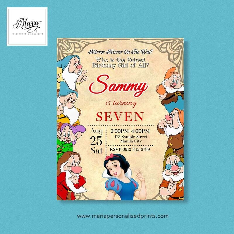 Snow White Birthday Invitation Set of 14