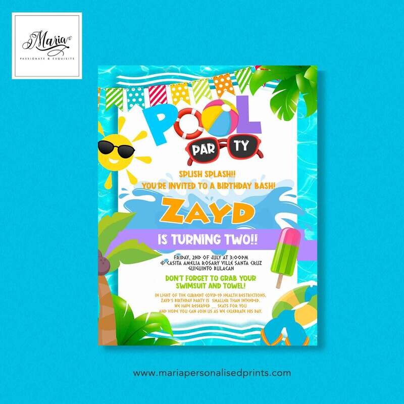 Summer Pool Birthday Invitation Set of 14