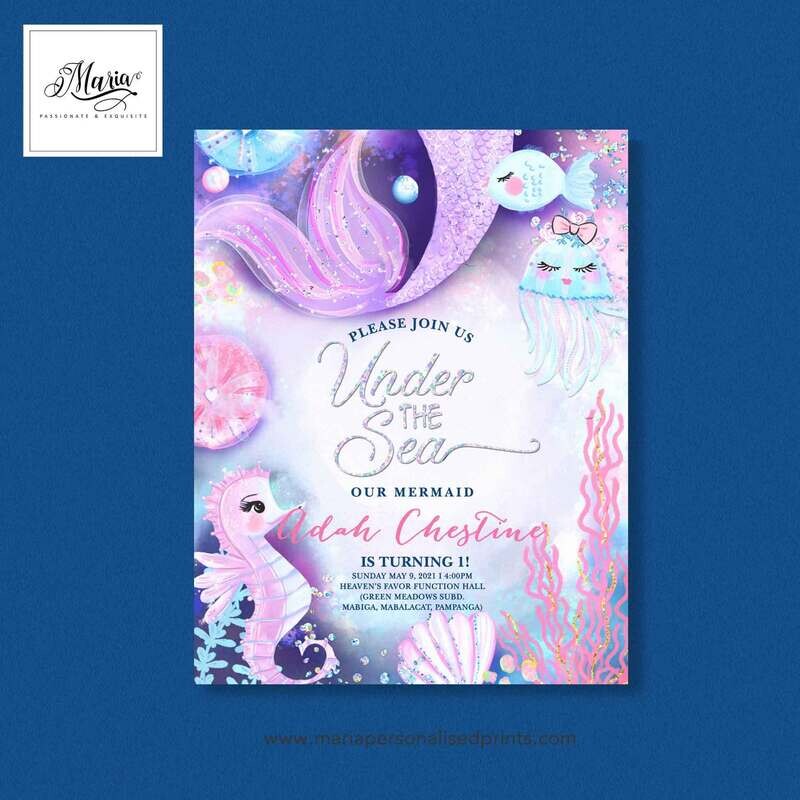 Mermaid Birthday Invitation Set of 14