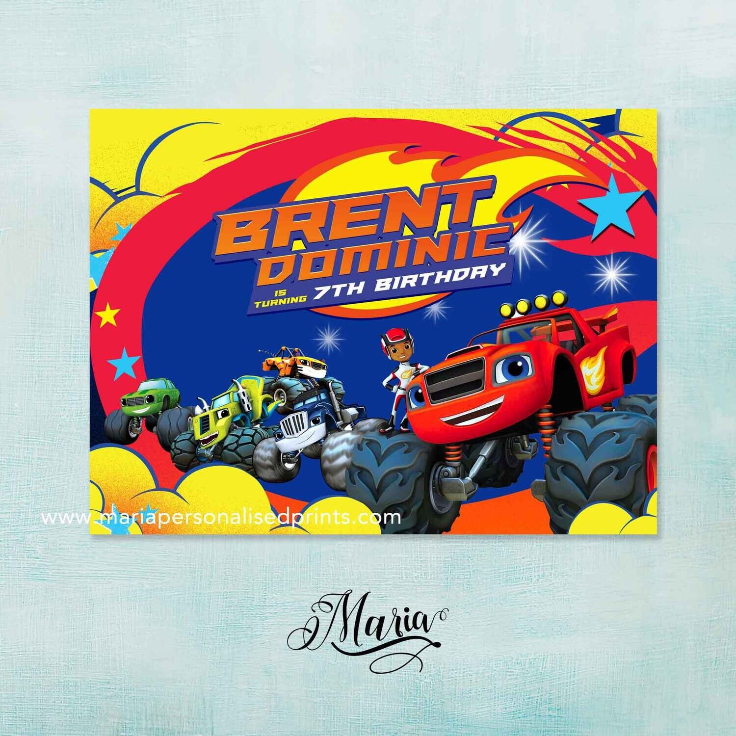 Monster Blaze Letter B Birthday Banner