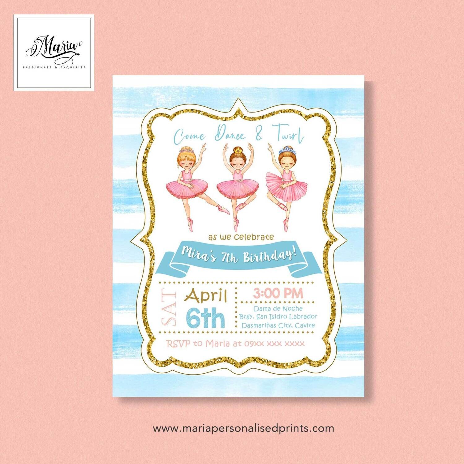 Ballerina Birthday Invitation Set of 14