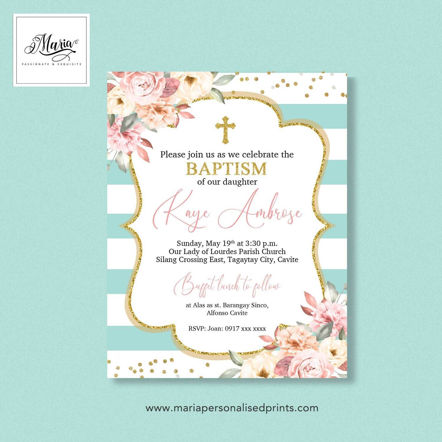 Invitation Card for Baptism Set of 14