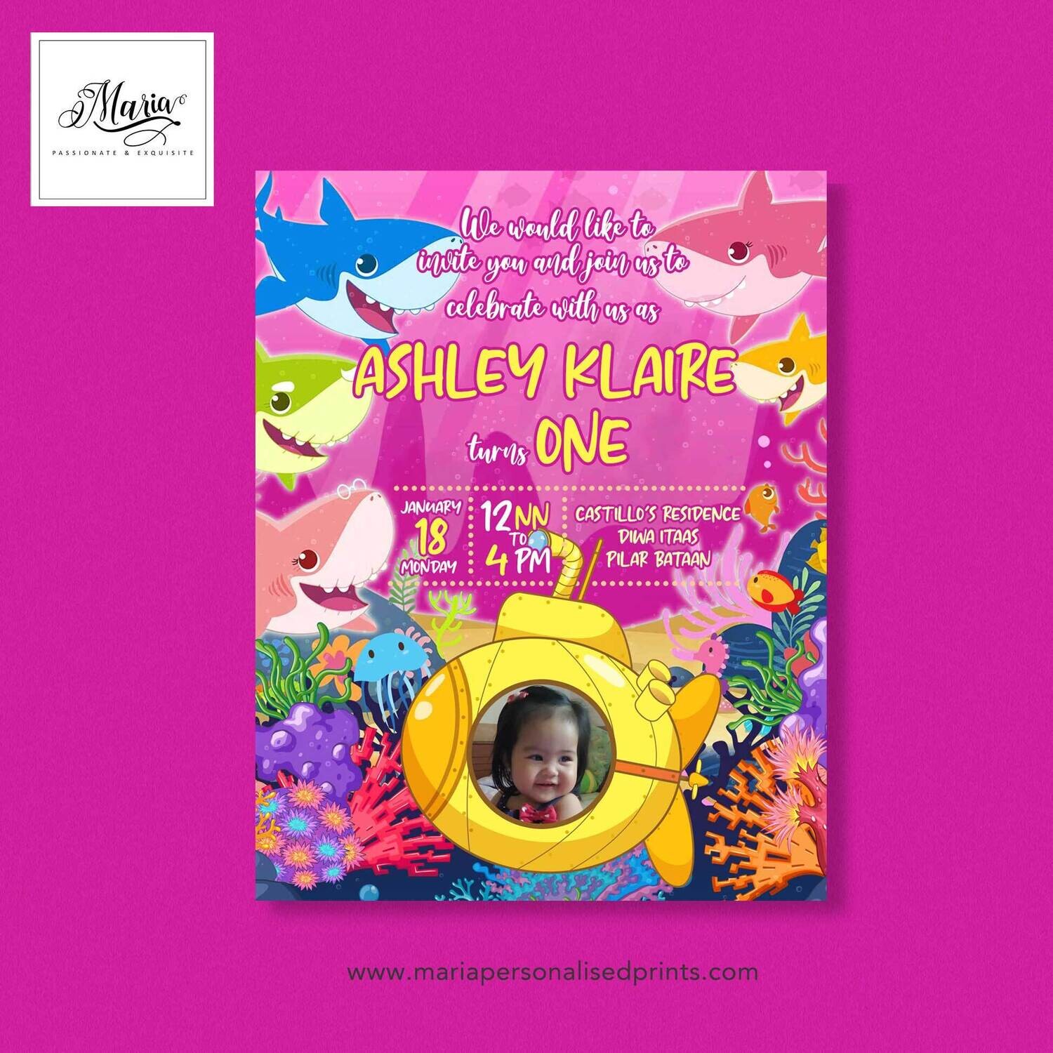 Baby Shark Birthday Invitation Set of 14