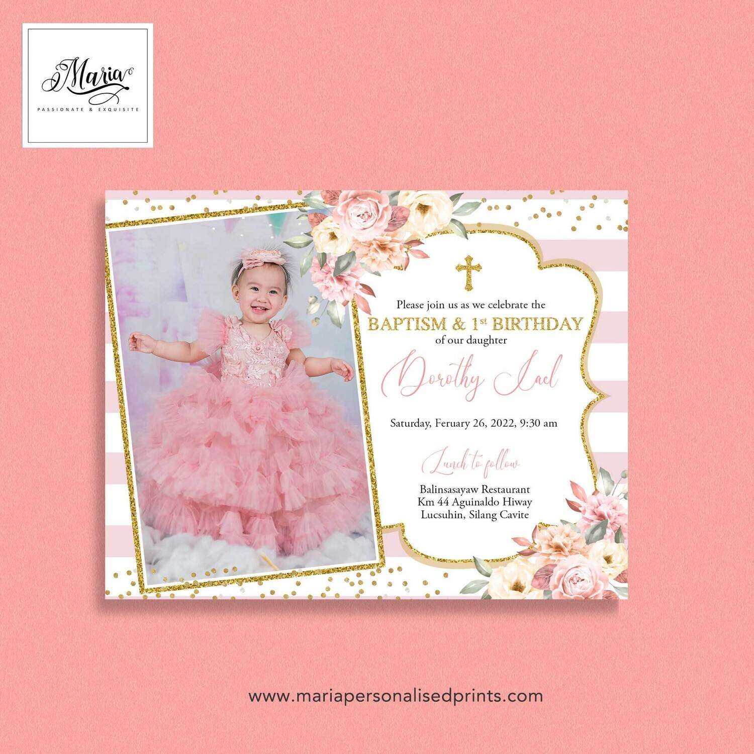 Pink Letter B Birthday Invitation Set of 14