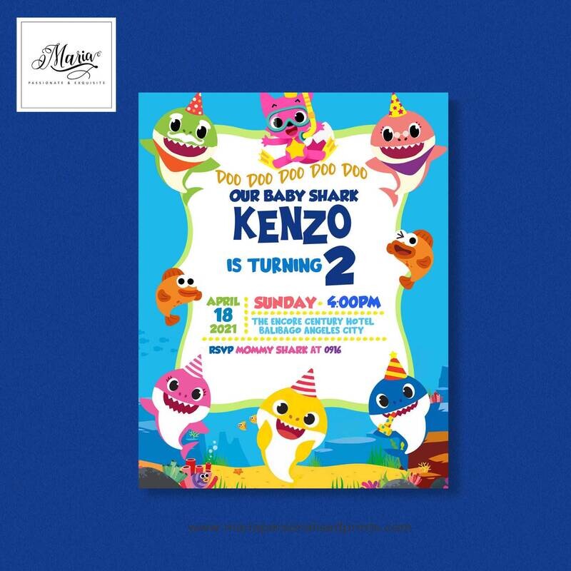Baby Shark Letter A Birthday Invitation Set of 14