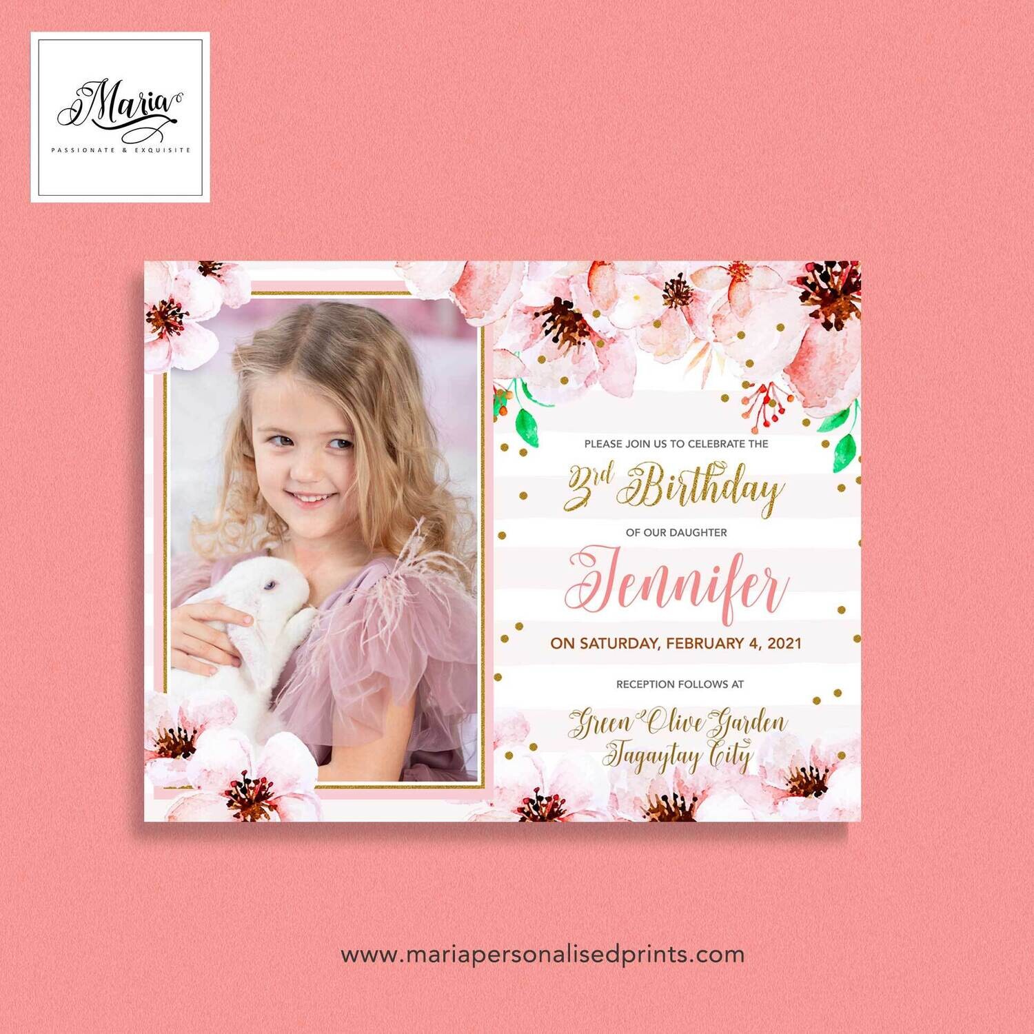 Pink Letter A Birthday Invitation Set of 14