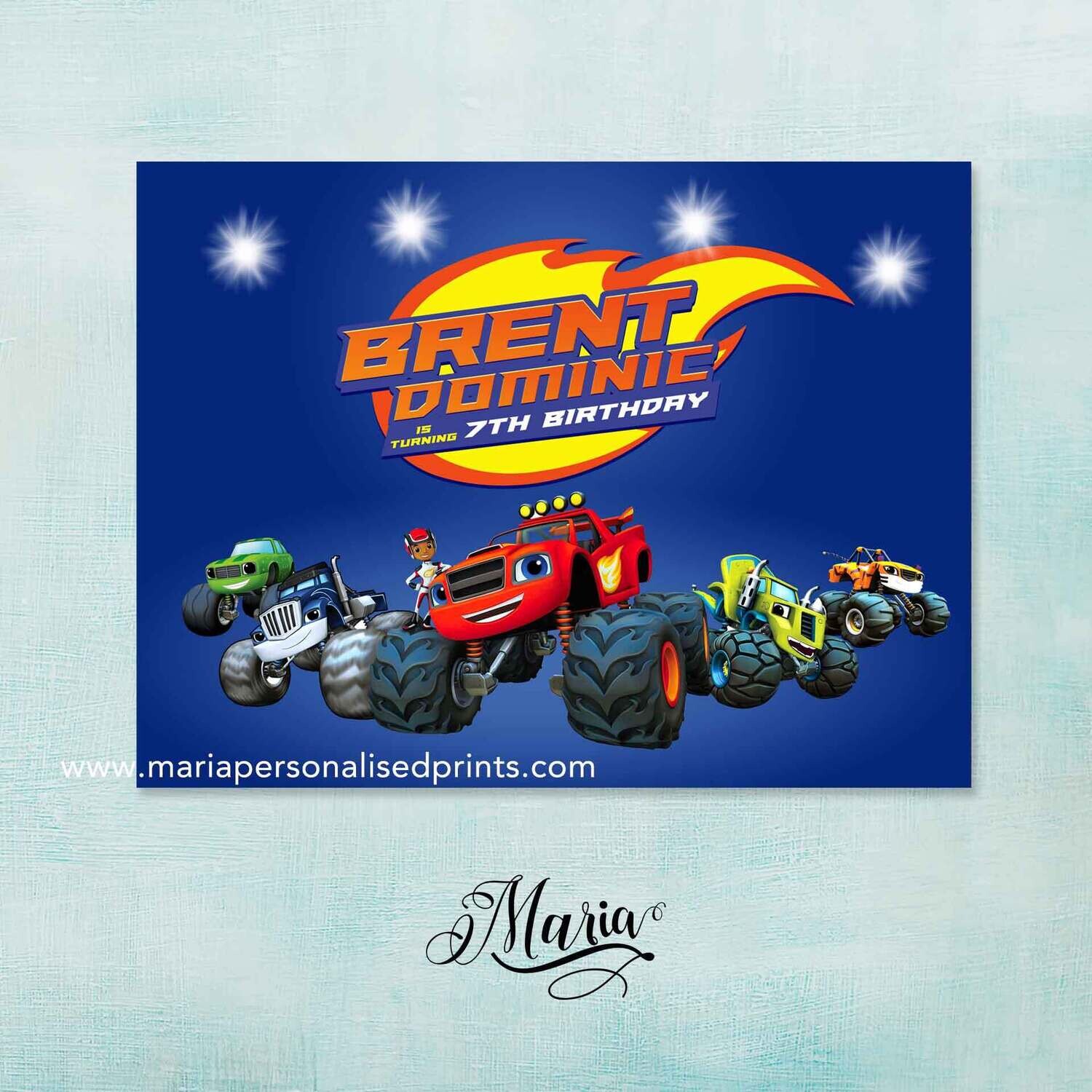 Monster Blaze Letter A Birthday Banner