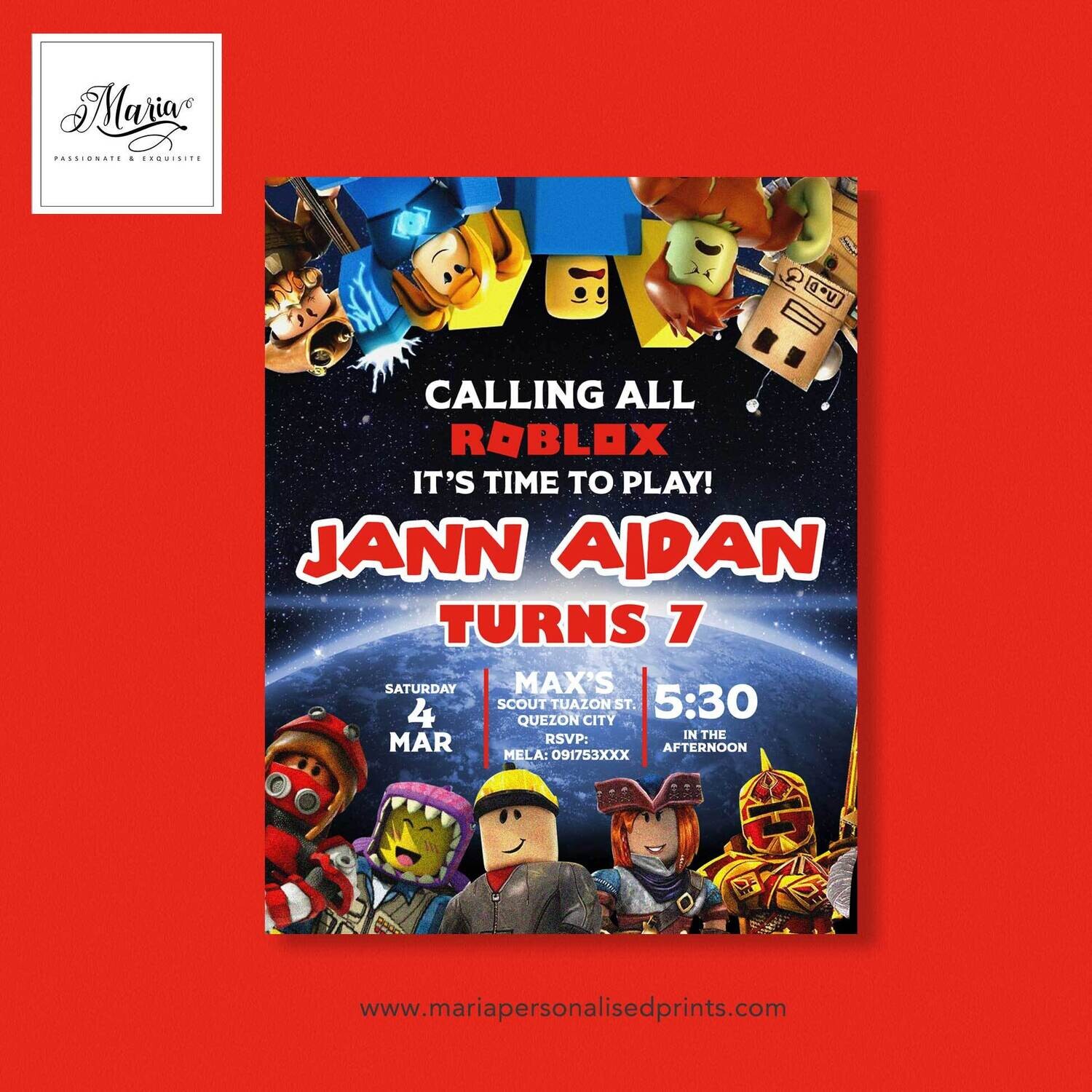 Roblox  Birthday Invitation Card Set of 14