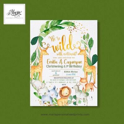 Wild Safari Christening Invitation Set of 14