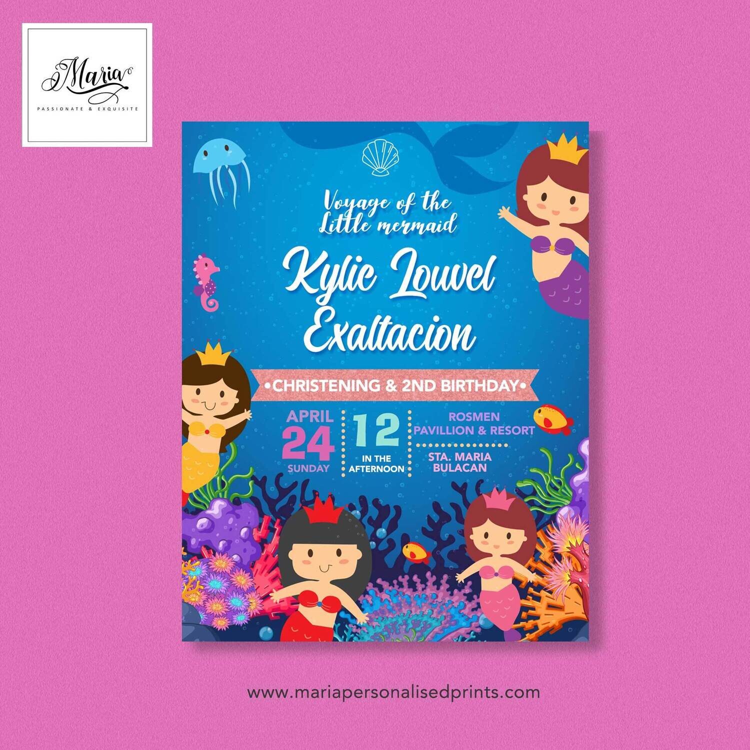 Mermaid Birthday Invitation Set of 14