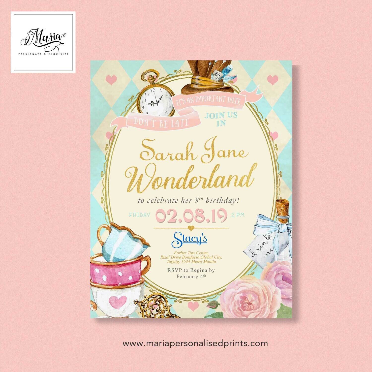 Tea Cup Birthday Invitation Card Set of 14