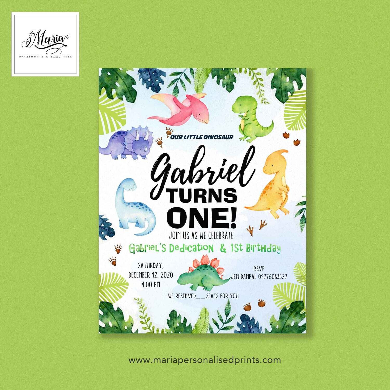 Dino Birthday Invitation Card Set of 14