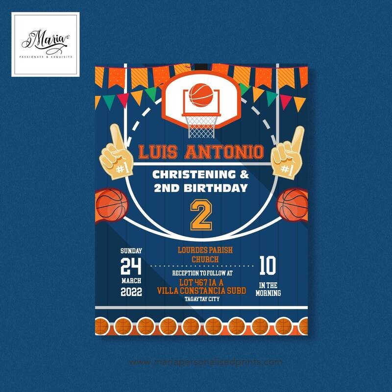 Basketball Birthday Invitation Set of 14