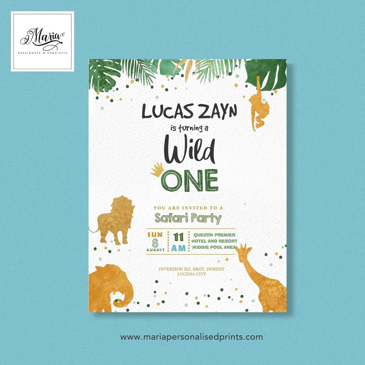 Safari Invitation Card Set of 14