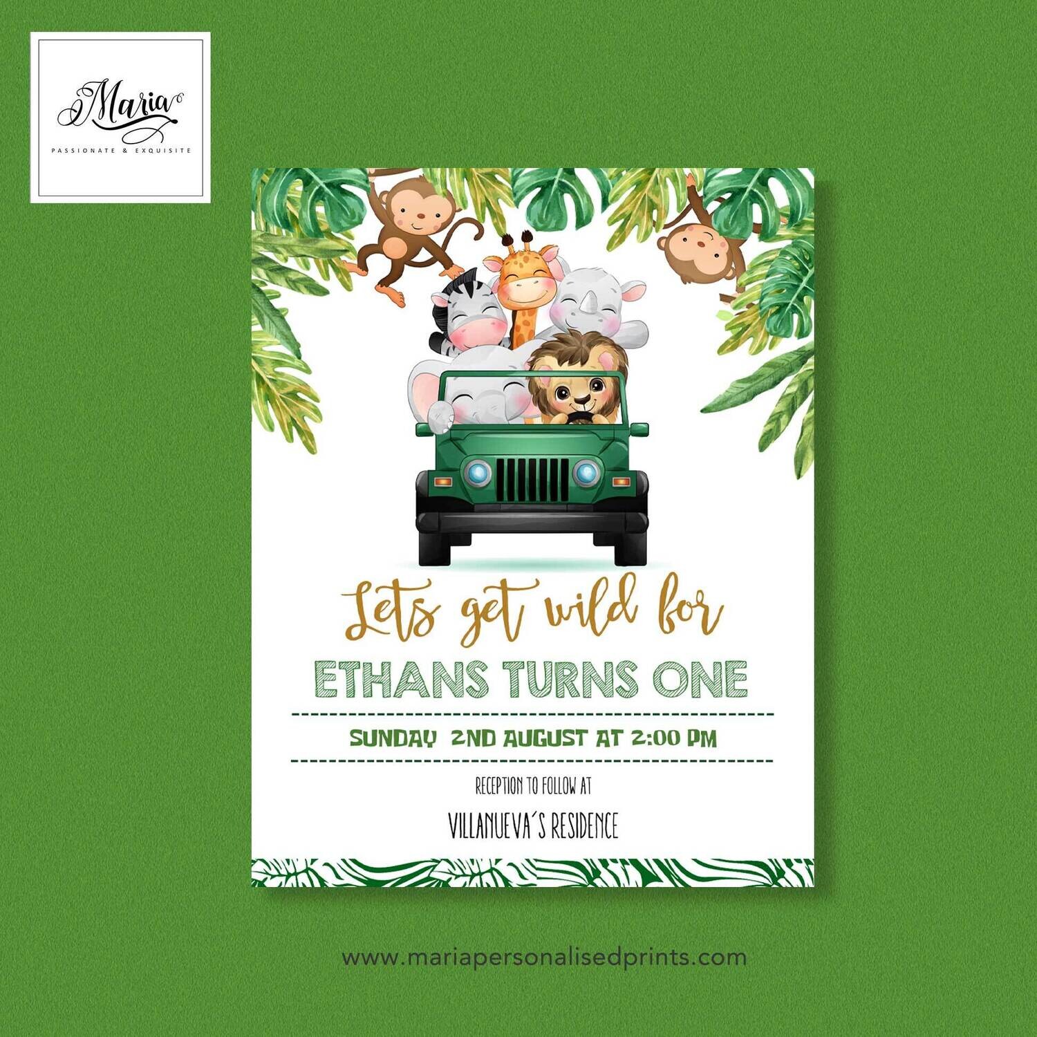 Safari Invitation Card Set of 14