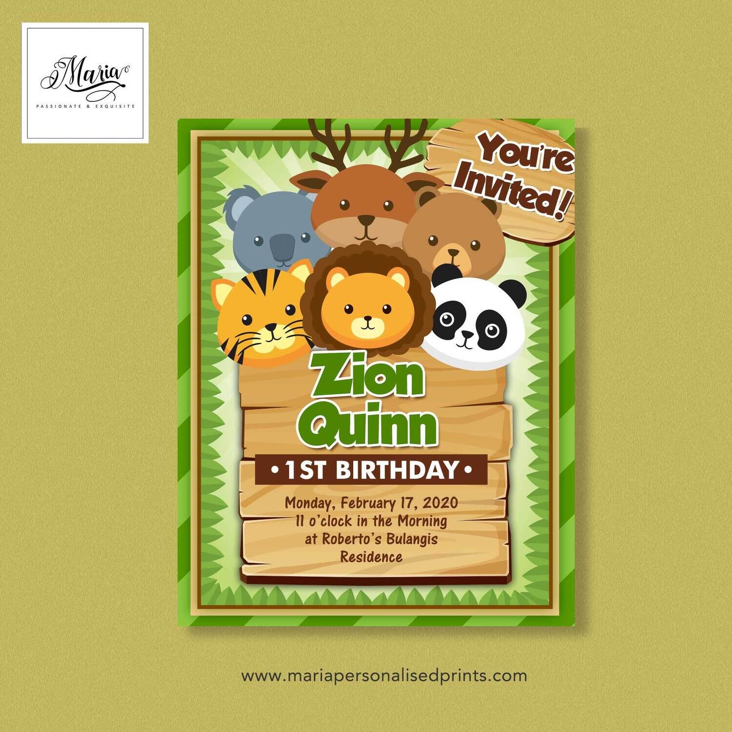 Safari Invitation Card Set of 14