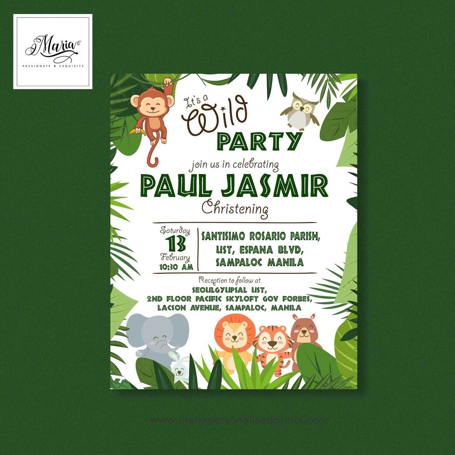 Safari Invitation Card Set of 14
