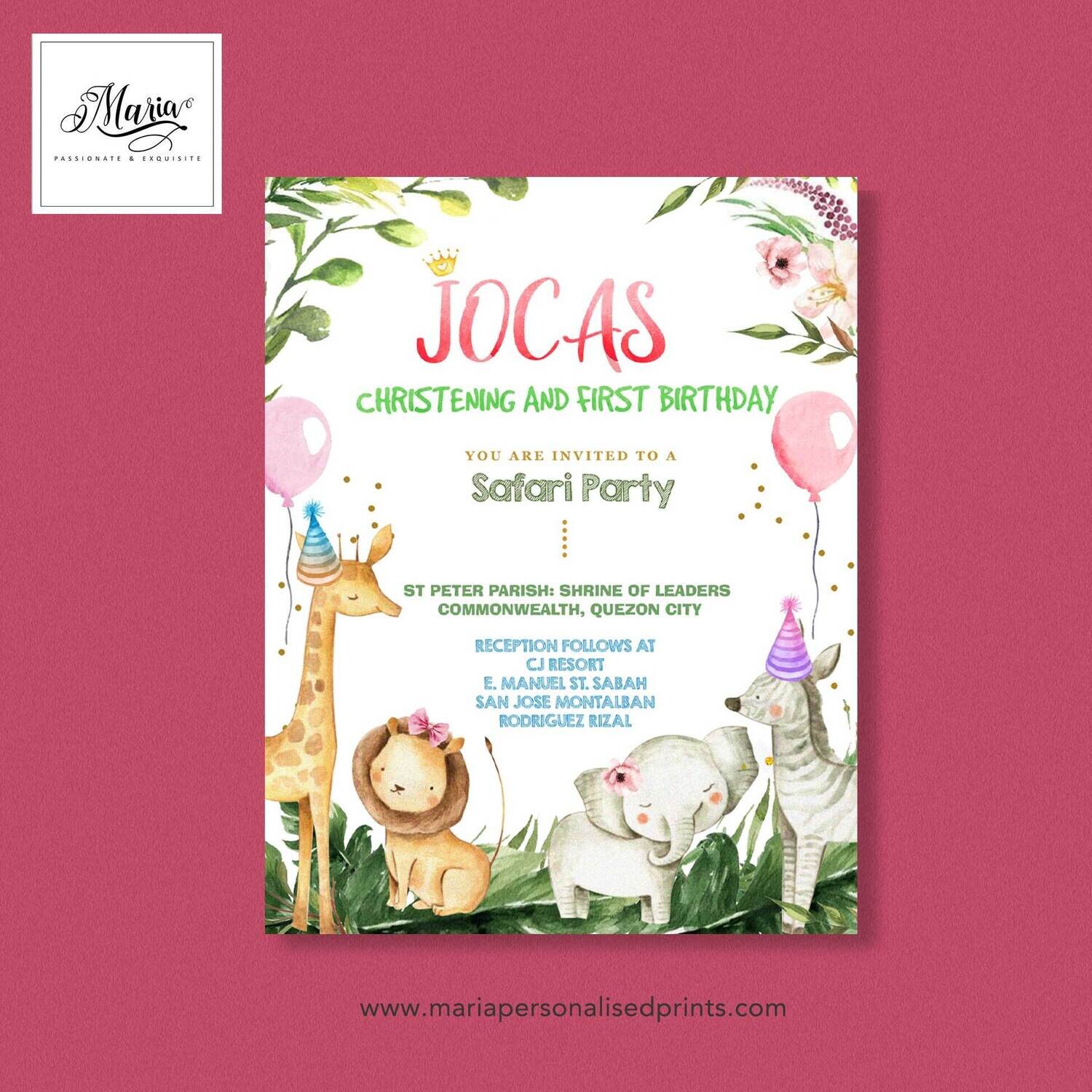 Safari Invitation Card Set of 14